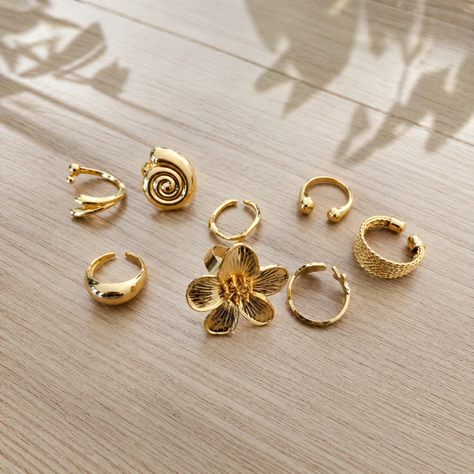 Vintage Metal Petal Flower Rings