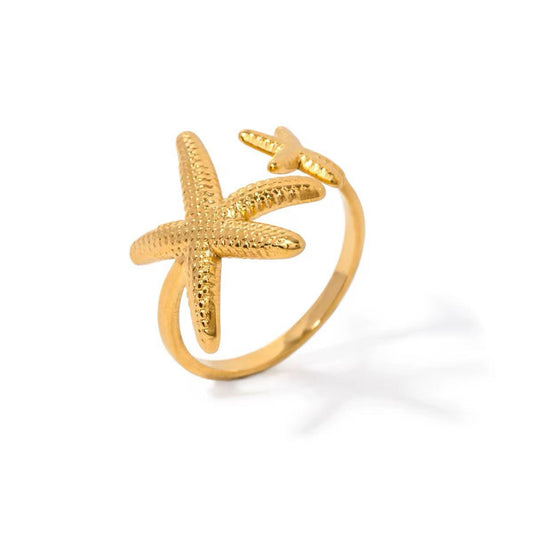 Ocean Starfish Shell Open Rings