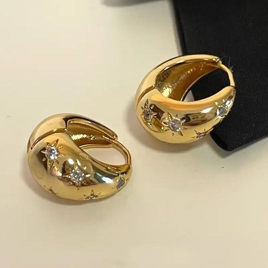 Smooth Star Zircon Earrings