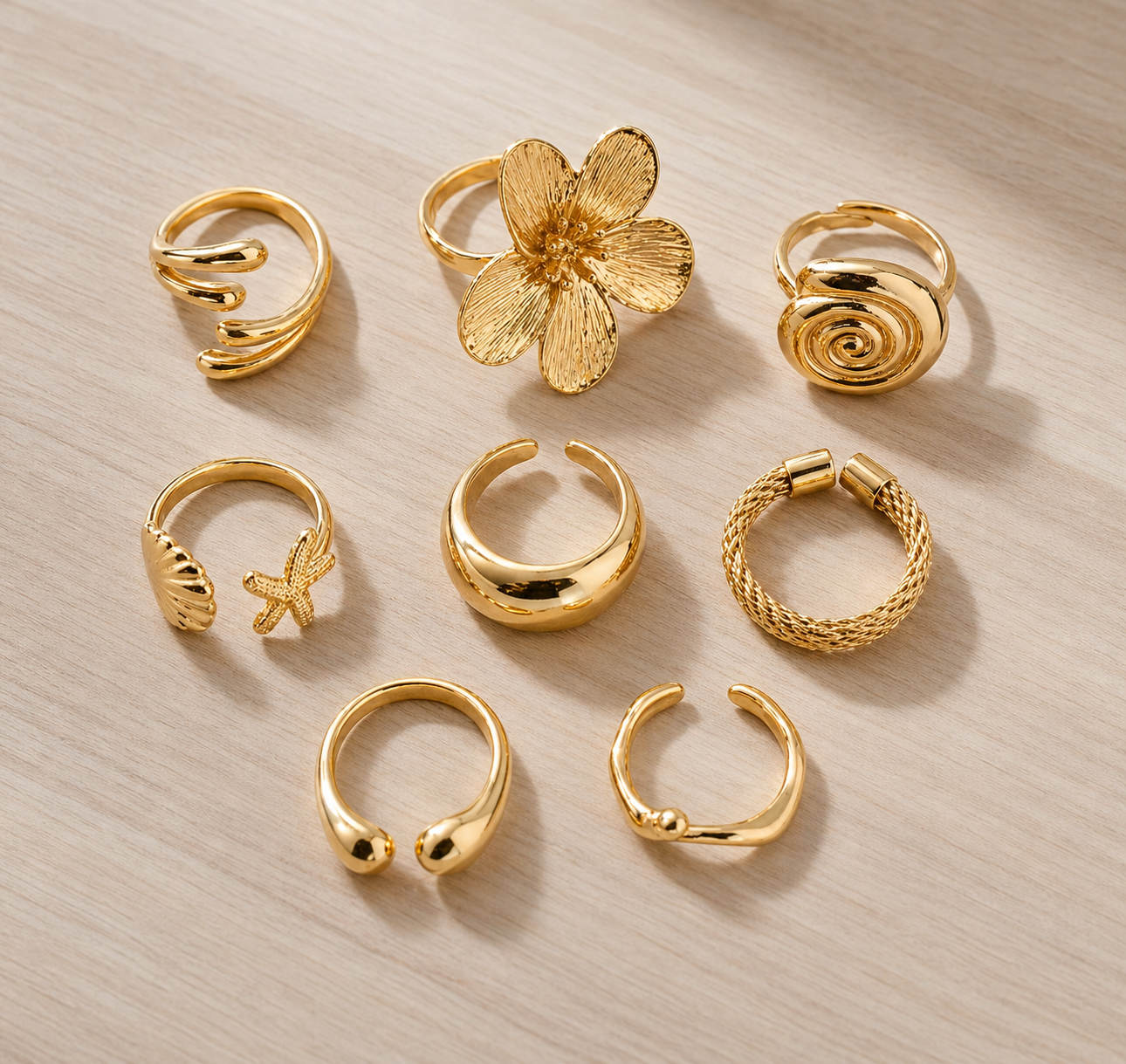 Vintage Metal Petal Flower Rings