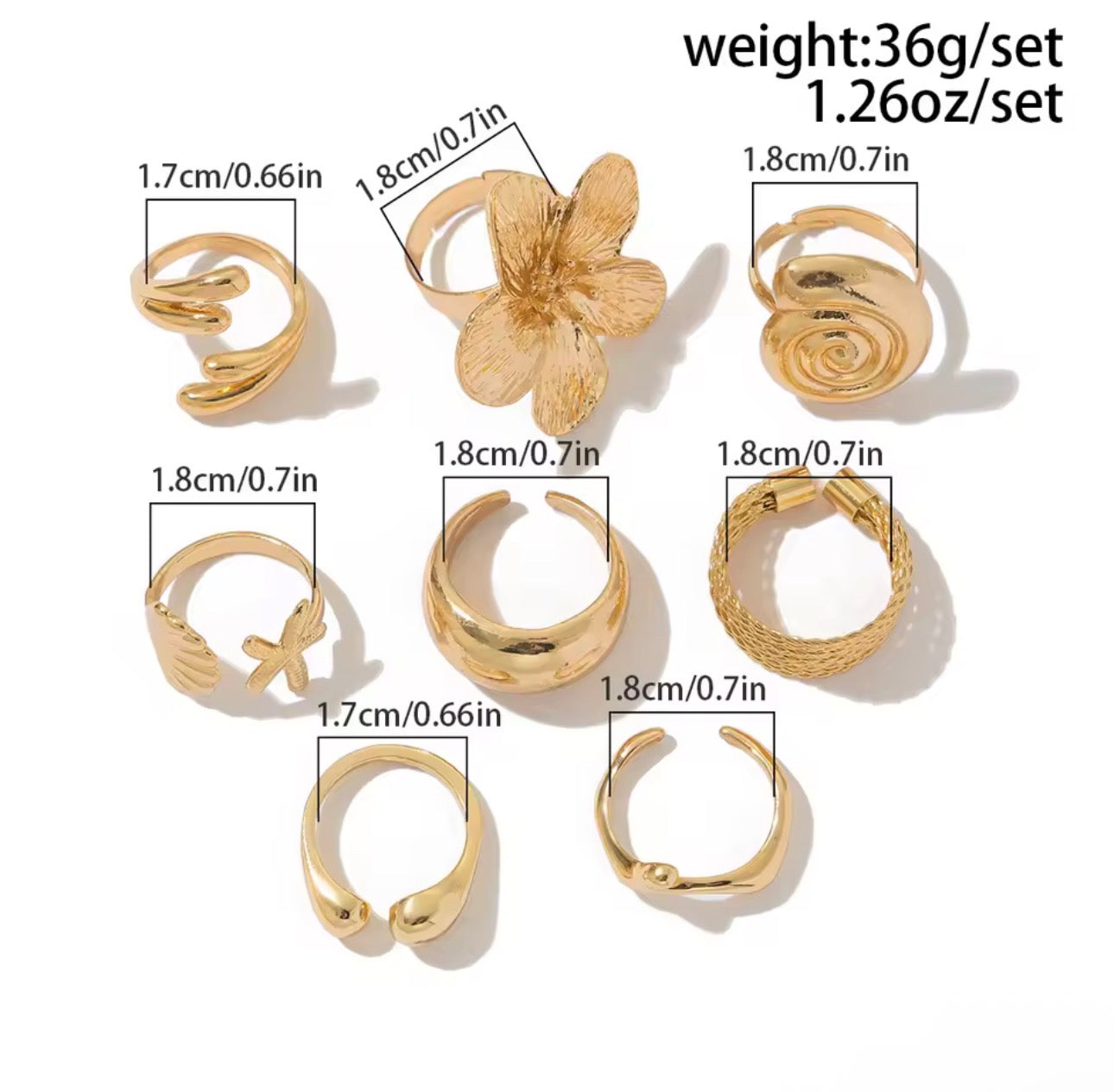 Vintage Metal Petal Flower Rings