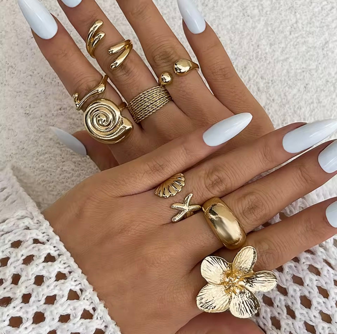 Vintage Metal Petal Flower Rings