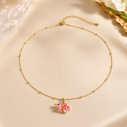 Pink Lily Blossom Necklace